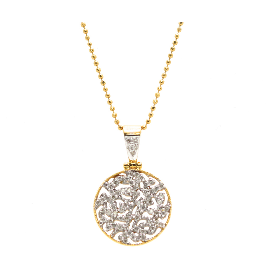 Siganture Diamond 15mm Logo Pendant in 18k Yellow Gold