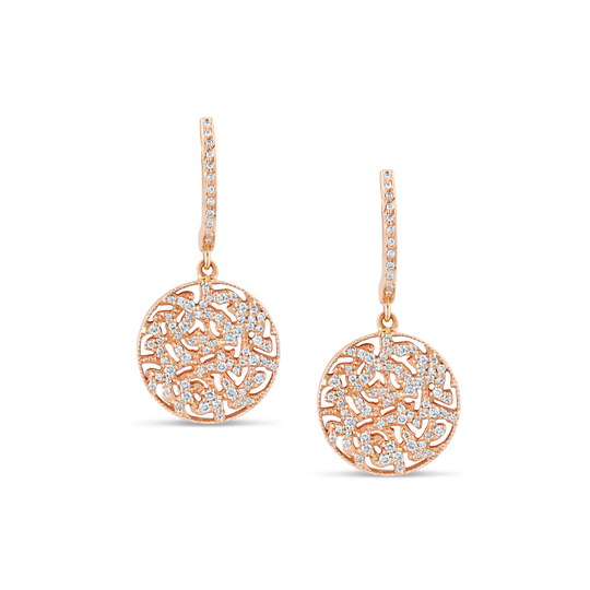 Signature Logo Diamond Earrings on a Huggies in 18k Rose Gold