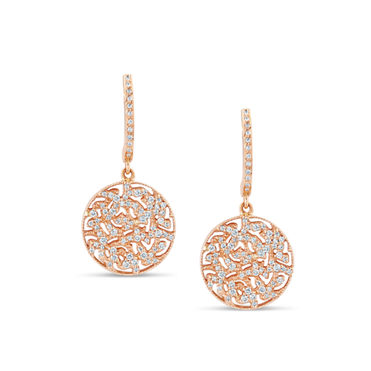Tresor Collection - Signature Logo Diamond Earrings on a Huggies in 18k Rose Gold