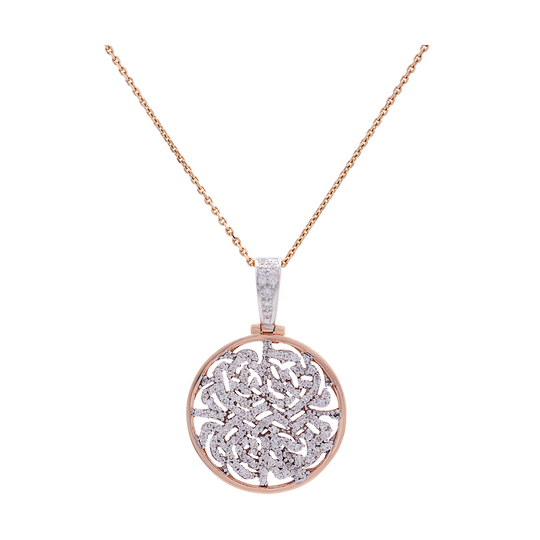 Tresor Collection - Siganture Diamond 20mm Logo Pendant in 18k Rose Gold