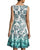 Chetta B - Knee Length Ombre Printed A-Line Dress in Green and Multi-Color