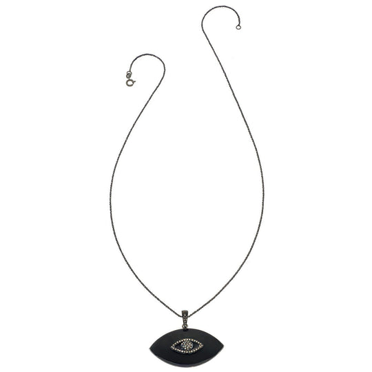 Large Diamond Enamel Evil Eye Necklace