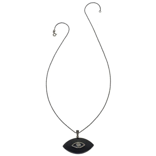 Heather Hawkins - Large Diamond Enamel Evil Eye Necklace