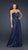 La Femme - Dazzling Sparkling Gown with Ribboned Waist 17059 In Blue