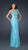 La Femme - Ruched Embellished V-neck Chiffon A-line Dress 17520 In Blue