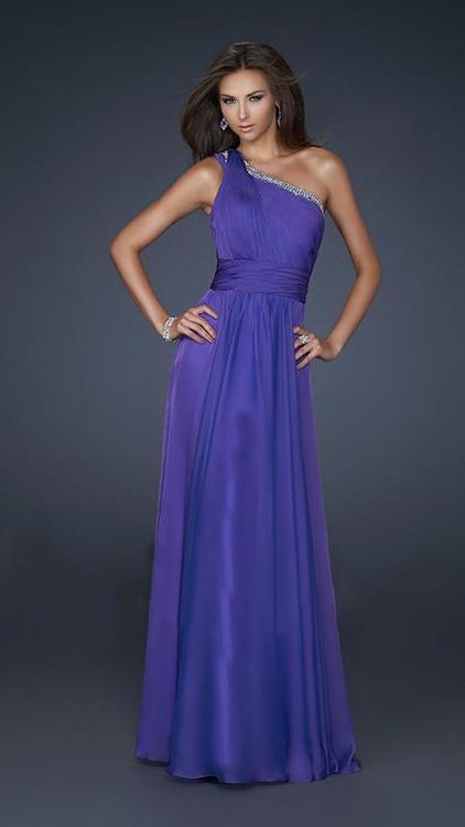 La Femme - Striking One Shoulder Design 17718 In Purple