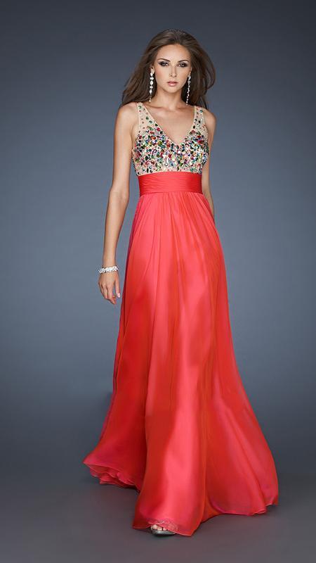 La Femme - Lovely Formal Sash Dress 18465 In Pink