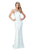 La Femme - Halter Jersey Fitted Evening Gown 22307 in White