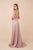 Nox Anabel - E184 Ruched Halter Bodice Metallic High Slit Gown
