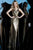 Jovani - 67934 Ruched V-Neck Sheath Dress with Slit In Gold