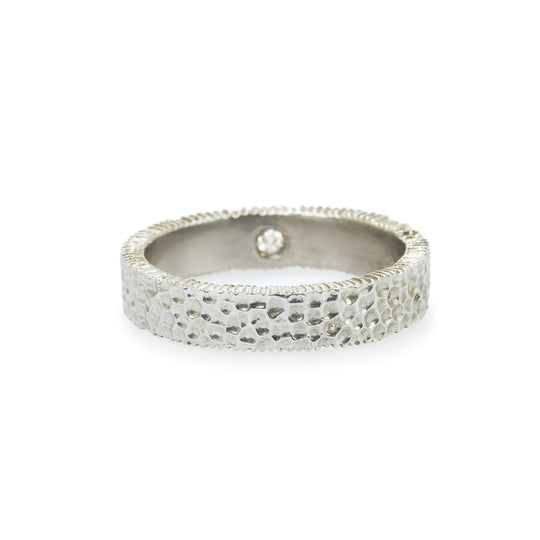 Hammered Harmony Men's Silver Ring