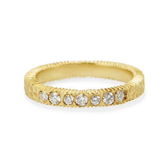 Hammered Harmony 7 Stone Ring