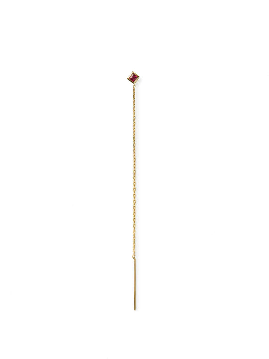 Square Ruby Friendship Chain Earring