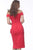 Jovani - 68769 Plunging Off-Shoulder Sheath Dress With Ruffle In Red