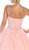 May Queen - LK106 Embroidered V-neck Ballgown In Pink
