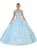 May Queen - LK115 Cap Sleeve Beaded Lace Corset Ballgown In Blue