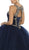 May Queen - LK117 Appliqued Scoop Pleated Ballgown In Blue and Gold