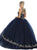 May Queen - LK117 Appliqued Scoop Pleated Ballgown In Blue and Gold