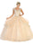 May Queen - LK118 Cap Sleeve Scalloped Illusion V-Neck Gown  In Nude