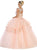 May Queen - LK118 Cap Sleeve Scalloped Illusion V-Neck Gown  In Pink