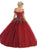 May Queen - LK119 Off Shoulder Trailing Florals Ballgown In Red