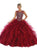 May Queen - LK124 Cap Sleeve Crystal Ornate Ruffled Ballgown In Red