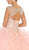 May Queen - LK124 Cap Sleeve Crystal Ornate Ruffled Ballgown In Pink