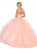May Queen - LK124 Cap Sleeve Crystal Ornate Ruffled Ballgown In Pink