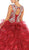 May Queen - LK125 Embellished Scoop Tiered Quinceanera In Red