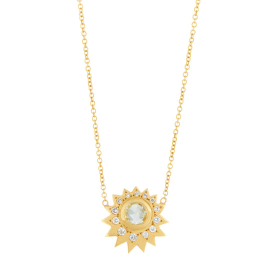Yellow Rose Cut Diamond Sun Necklace