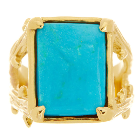 Rectangular Bisbee Turquoise Wilderness Ring