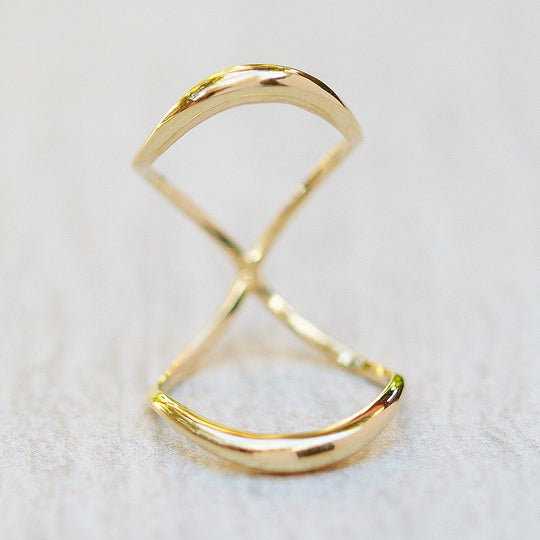 Solid Gold Crescent Mirror Knuckle Ring