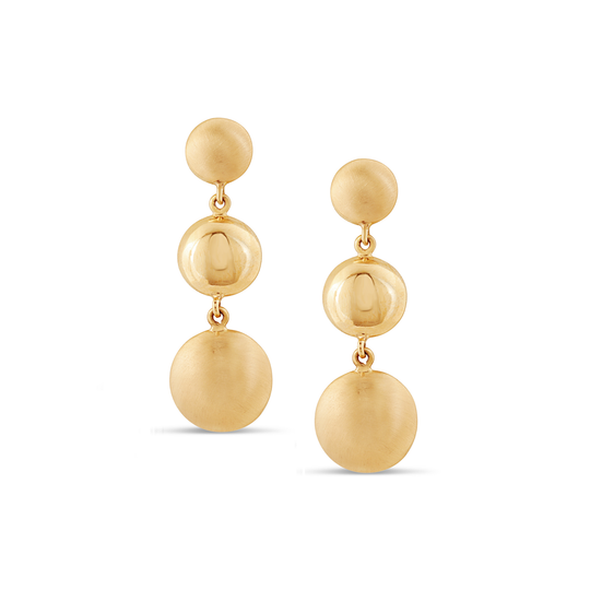 Lente 3 Tier Earrings in 18K Yellow Gold With Satin and Shiny Finish