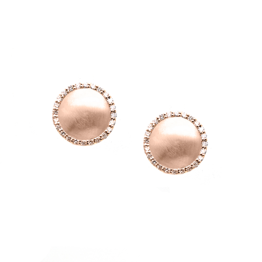 Lente Stud Earring in 18k Rose Gold With Pave Diamond