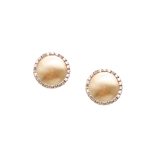 Lente Stud Earrings in 18k Yellow Gold With Pave Diamond