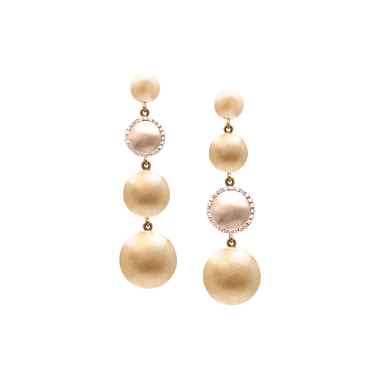 Lente 4 Tier Earrings in 18k Yellow Gold & Rose Gold with Diamond With Satin Finish