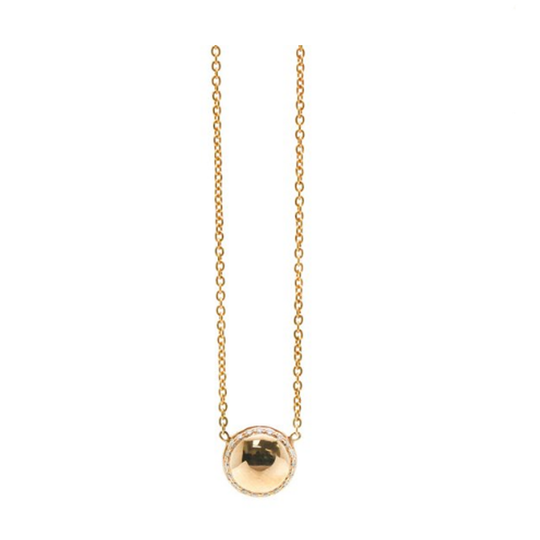 Lente Pendant with Diamond frame in 18K Yellow Gold