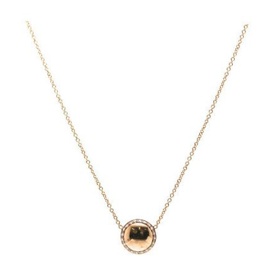 Lente Necklace in 18k  Rose Gold With Diamond Pave Frame