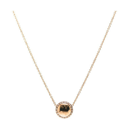 Lente Necklace in 18k  Yellow Gold With Diamond Pave