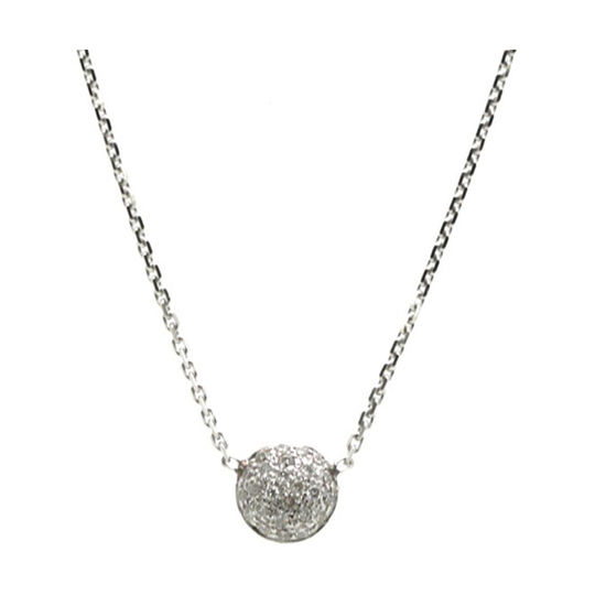 Double sided Pave Diamond Small Lente Necklace in 18k White Gold