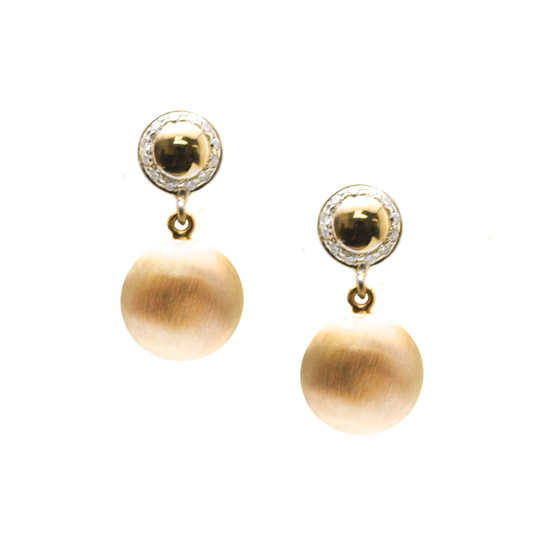 Lente 2 Tier Earrings with Pave Diamond frame in 18k YG