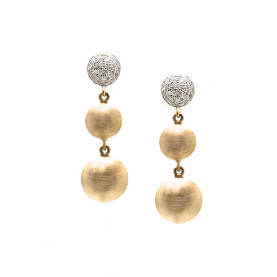 Lente 3 Tier Earrings with Pave Diamond in 18k YG