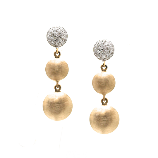 Tresor Collection - Lente 3 Tier Earrings with Pave Diamond in 18k Yellow Gold