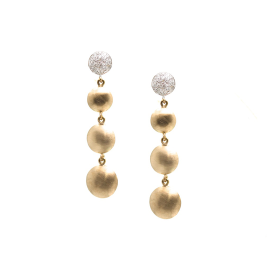 Lente 4 Tier Earrings with Pave Diamond in 18k YG