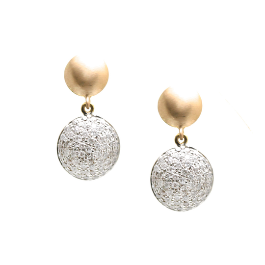 Lente 2 Tier Earrings with Pave Diamond in 18k YG