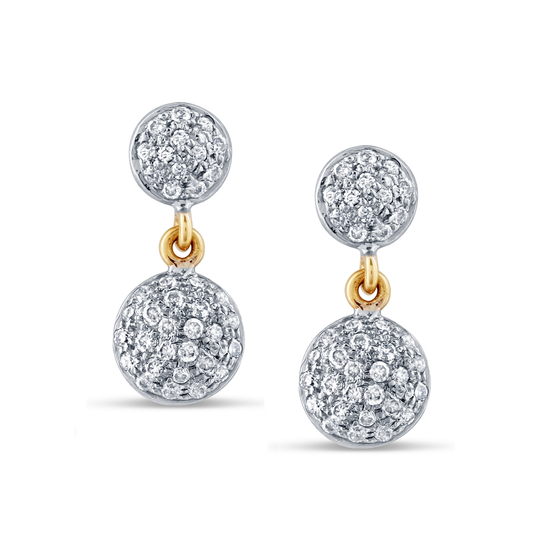 Tresor Collection - 18k Yellow Gold 2 Tier Earrings with Diamond Lente