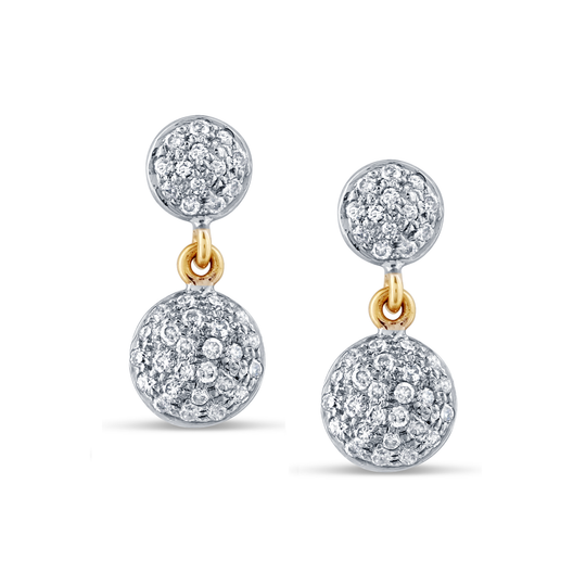 18k Yellow Gold 2 Tier Earrings with Diamond Lente
