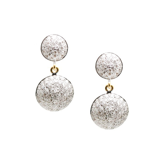 18k Yellow Gold 2 Tier Earrings with Diamond Lente