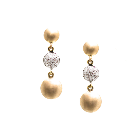 18k Yellow Gold 3 Tier Earrings with Diamond Lente