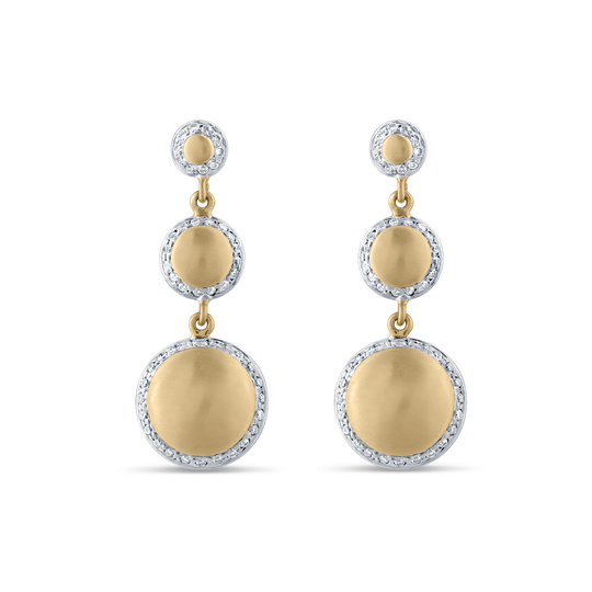 Lente 3 Tier Earrings with Pave Diamond frame in 18k YG
